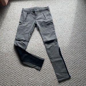 Rag & Bone moto jegging suede grey iron color jeans with suede calves